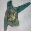 High Street vintage dark green graffiti painted flaccid street art trend niche personality hoodie