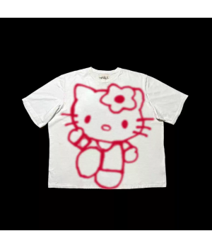 Niche cute summer Hello Kitty cartoon loose half sleeve day couple sweet cool loose unisex short sleeve T-shirt