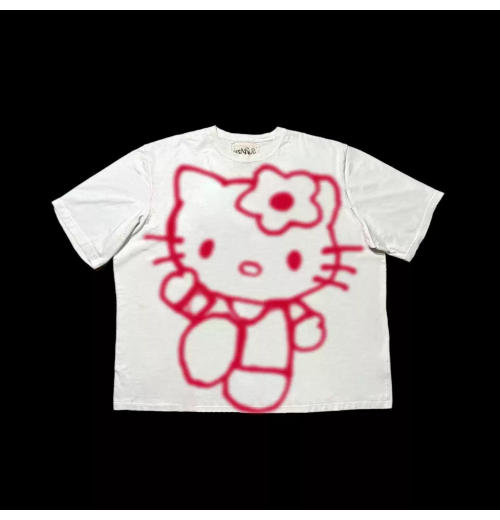 Niche cute summer Hello Kitty cartoon loose half sleeve day couple sweet cool loose unisex short sleeve T-shirt