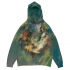 High Street vintage dark green graffiti painted flaccid street art trend niche personality hoodie