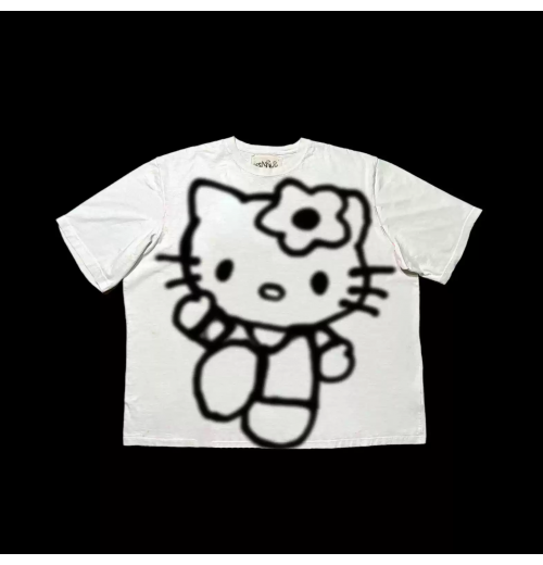 Niche cute summer Hello Kitty cartoon loose half sleeve day couple sweet cool loose unisex short sleeve T-shirt