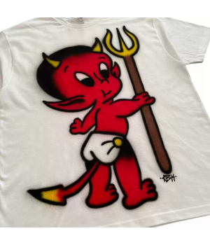 Prism Little Devil Dark American College style light subancient Hayahara punk short-sleeved T-shirt