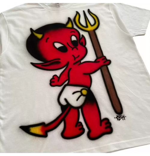 Prism Little Devil Dark American College style light subancient Hayahara punk short-sleeved T-shirt