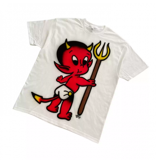 Prism Little Devil Dark American College style light subancient Hayahara punk short-sleeved T-shirt