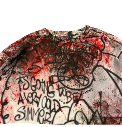 Pre-sale development dirt house Anna subculture hand-painted dirty Nana non-mainstream destruction of long-sleeved T-shirt